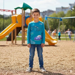 Chlapecké tričko dlouhý rukáv Kugo XC1302 modré