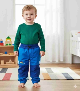 Dětské šusťákové kalhoty zateplené Kugo H201 světle modré