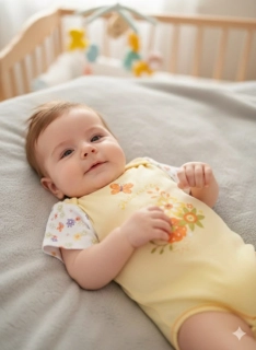 Kojenecké body krátký rukáv Ewa Jáš žluté