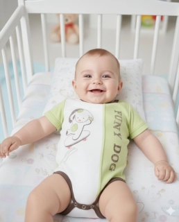 Kojenecké body krátký rukáv Ewa Hipcio zelené