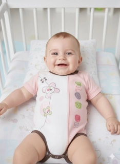 Kojenecké body krátký rukáv Ewa Hipcio růžové