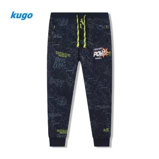 Chlapecké tepláky Kugo FT6029 šedé / zelené doplňky