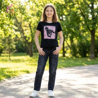 Dívčí tričko krátký rukáv Kugo BC2401 černé