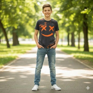 Chlapecké tričko krátký rukáv Kugo FC0379 tmavě šedé