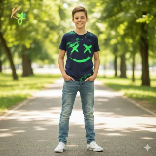 Chlapecké tričko krátký rukáv Kugo FC0379 tmavě modré