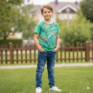 Chlapecké tričko krátký rukáv Kugo WP7313 zelené