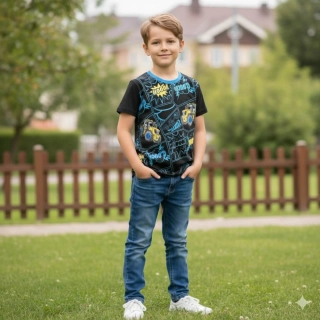 Chlapecké tričko krátký rukáv Kugo WP7313 tmavě modré