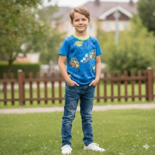 Chlapecké tričko krátký rukáv Kugo WP7313 modré