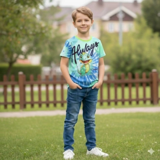 Chlapecké tričko krátký rukáv Kugo FC0370 zelenkavé