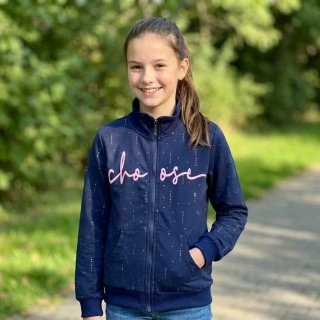 Dívčí mikina na zip Kugo SM3650 tmavě modrá