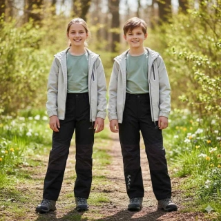 Dětské softshellové kalhoty nezateplené Kugo HK5303 černo-šedé