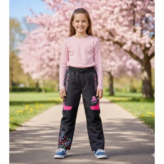 Dívčí softshellové kalhoty nezateplené Kugo HK5302 šedé