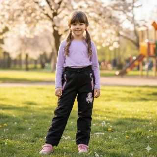 Dívčí softshellové kalhoty nezateplené Kugo HK5300 černé