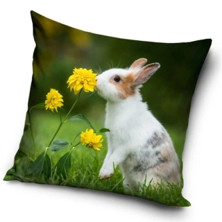Povlak na polštářek Králík na louce 40x40 cm