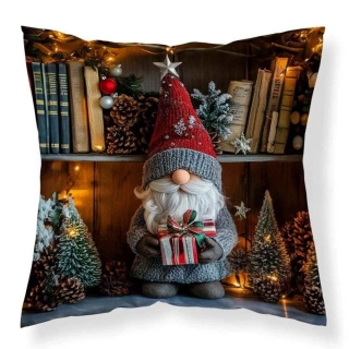 Vánoční povlak na polštářek Trpaslík knihovna micro 40x40 cm