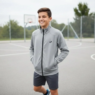 Chlapecká sportovní mikina Kugo FM5329 světle šedý melír