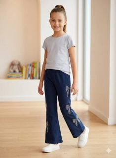 Dívčí bavlněné kalhoty Kugo DT9435 tmavě modré