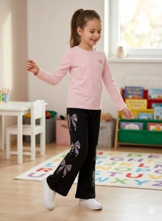 Dívčí bavlněné kalhoty Kugo DT9435 černé