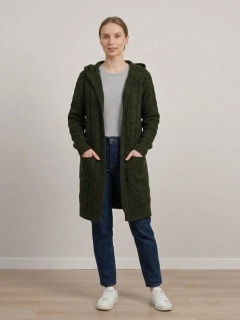 Dámský kardigan s kapucí Stela khaki
