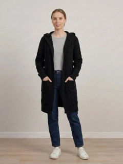Dámský kardigan s kapucí Stela černý