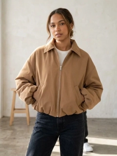 Dámská bunda s balónovými rukávy Chiaretta 9333 hnědá