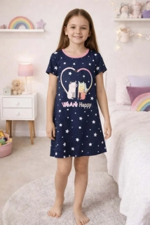 Dívčí noční košile krátký rukáv Kugo MC5850 tmavě modrá