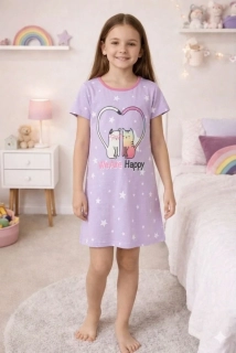 Dívčí noční košile krátký rukáv Kugo MC5850 fialová