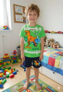 Chlapecké letní pyžamo Kugo WT7311 zelené s dinosaury