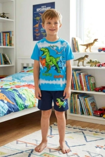 Chlapecké letní pyžamo Kugo WT7311 sv. modré s dinosaury
