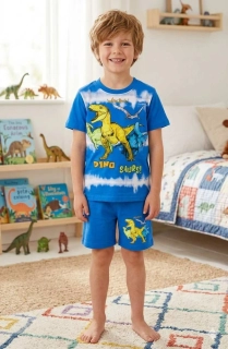 Chlapecké letní pyžamo Kugo WT7311 modré s dinosaury