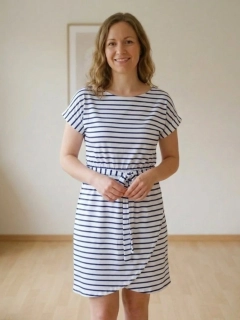 Letní dámské šaty Proužek bílé s modrým proužkem