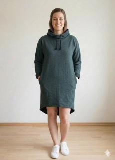 Dámské mikinové šaty s kapucí Karla khaki