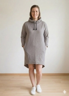 Dámské mikinové šaty s kapucí Karla béžové