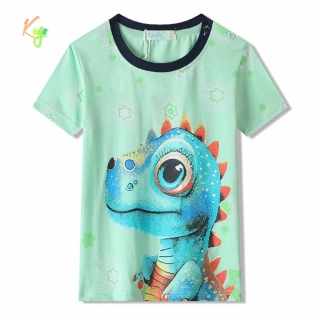 Chlapecké tričko krátký rukáv Kugo FC0369 zelené s dinem