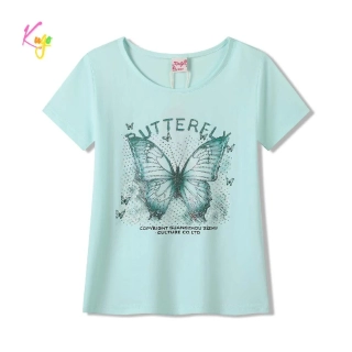 Dívčí tričko krátký rukáv Kugo WK1221 zelené s motýlem