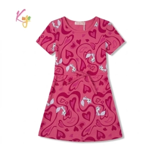 Dívčí šaty krátký rukáv Kugo DS9398 sytě růžové s liškou