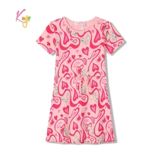 Dívčí šaty krátký rukáv Kugo DS9398 růžové s liškou