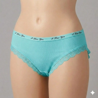 Bavlněné dámské kalhotky s krajkou Elevek K120 tyrkysové