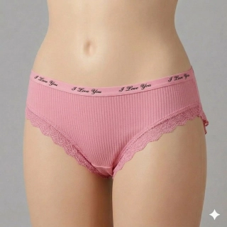 Bavlněné dámské kalhotky s krajkou Elevek K120 růžové