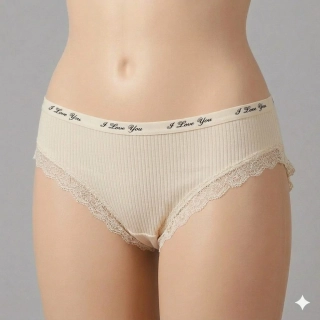 Bavlněné dámské kalhotky s krajkou Elevek K120 béžové