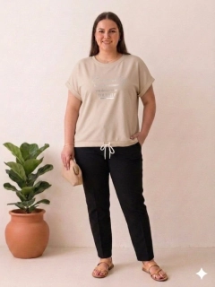 Dámské máslové tričko se šňůrkou krátký rukáv Beauty smetanové