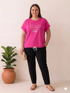 Dámské máslové tričko se šňůrkou krátký rukáv Beauty sytě růžové