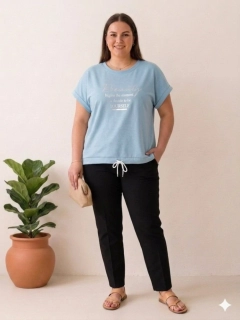 Dámské máslové tričko se šňůrkou krátký rukáv Beauty modré