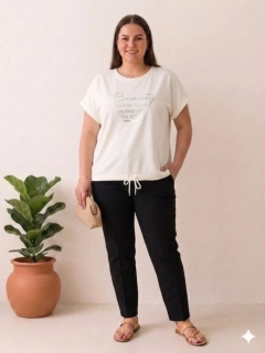 Dámské máslové tričko se šňůrkou krátký rukáv Beauty bílé