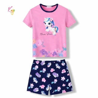 Dívčí letní pyžamo (krátké) Kugo MP5873 růžovo-modré