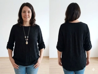 Dámské viskózové tričko Adéla s náhrdelníkem černé