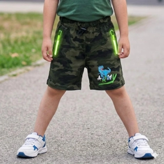 Maskáčové dětské kraťasy Kugo TM8250 zelené /zelené zipy