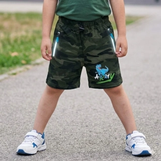 Maskáčové dětské kraťasy Kugo TM8250 zelené /modré zipy