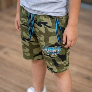 Chlapecké maskáčové kraťasy Kugo ST5308 zelené / modrý zip