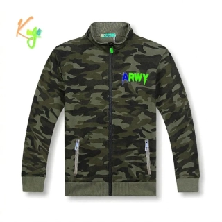 Dětská maskáčová mikina Kugo JK9533 zelený nápis